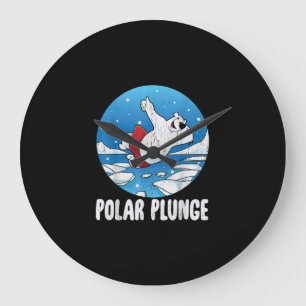 Polar Plunge Ice Jump Polar Bear Winter Swim Große Wanduhr