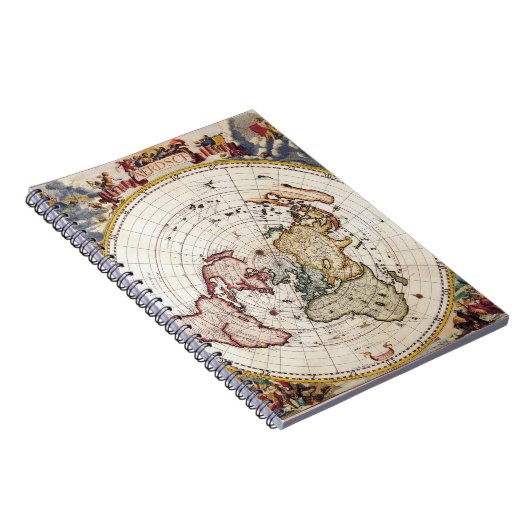 Polar Projection World Map Notebook Notizblock (Rechte Seite)