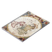Polar Projection World Map Notebook Notizblock (Linke Seite)