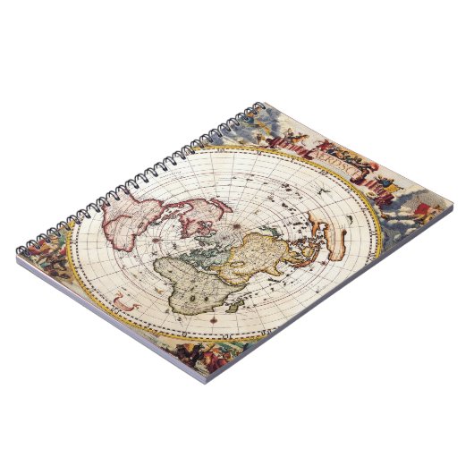 Polar Projection World Map Notebook Notizblock (Linke Seite)