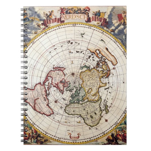 Polar Projection World Map Notebook Notizblock (Vorderseite)
