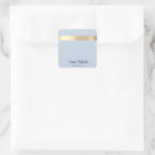 Polar Sky Blue Gold Foil Rustikale Imitate Quadratischer Aufkleber (Tasche)