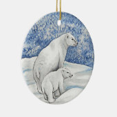Polar Snow Bears Keramik Ornament (Rechts)