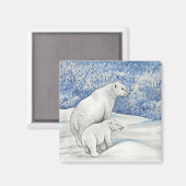 Polar Snow Bears Magnet (Vorderseite/Rückseite)