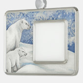 Polar Snow Bears Rahmen-Ornament Silber (Links)