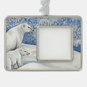 Polar Snow Bears Rahmen-Ornament Silber (Vorderseite)