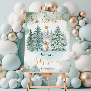Polar White Bear Baby Dusche Begrüßungszeichen Poster