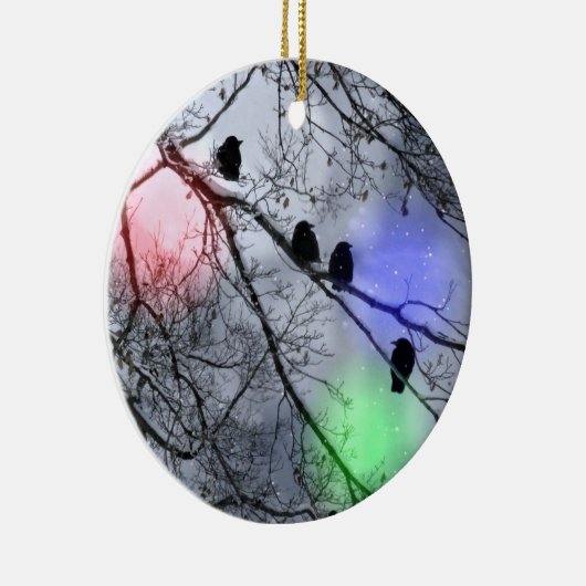 Polar Wintercrows Keramik Ornament (Rechts)