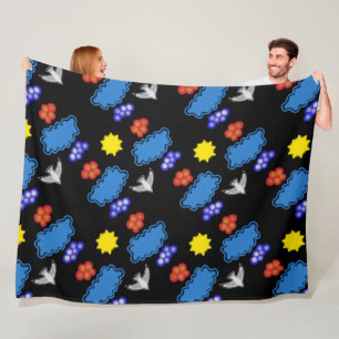 Polarabdeckung Jimette Design weiß blau gelb rot Fleecedecke