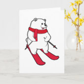 Polarbär als Skifahrer mit Ski Karte (Gelbe Blume)