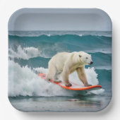 Polarbär auf einem Surfbrett Pappteller (Vorderseite)