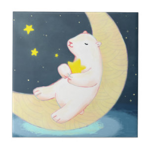 Polarbär, der Mond und die Sterne Fliese