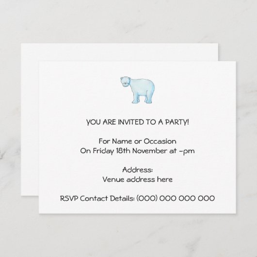 Polarbär Einladung (Vorne/Hinten)