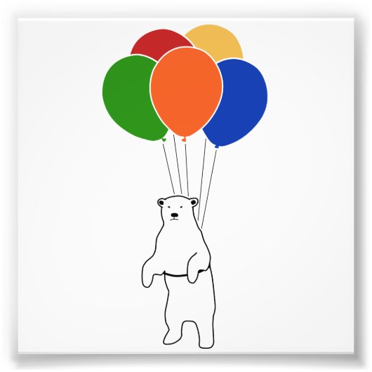 Polarbär fliegen mit Birthday Balloons Fotodruck (Vorne)
