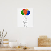 Polarbär fliegen mit Birthday Balloons Poster (Küche)