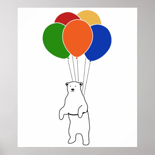 Polarbär fliegen mit Birthday Balloons Poster (Vorne)