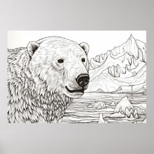 Polarbär Friedliche Natur Prärie Sketch Zeichnend Poster