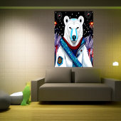 Polarbär in Uniform und Feuerwerk | Art der AI Poster