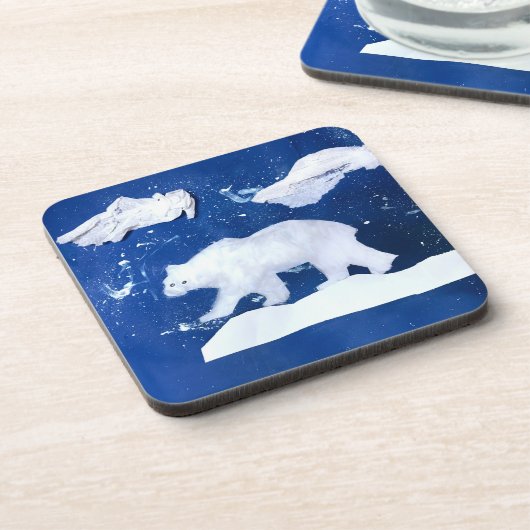 Polarbär "Kunst von Kindern" Getränkeuntersetzer (Linke Seite)