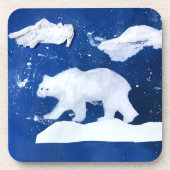 Polarbär "Kunst von Kindern" Getränkeuntersetzer (Vorderseite)