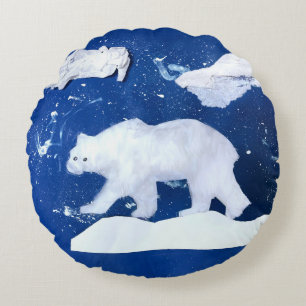 Polarbär "Kunst von Kindern" Rundes Kissen