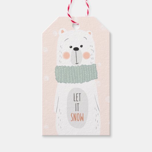 Polarbär - Lass es schneien - Niedlicher Weihnacht Geschenkanhänger (Vorderseite)