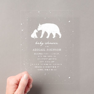 Polarbär-Mama & Baby Shower Winter Neutral Acryleinladungen