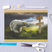 Polarbär mit Blick auf das nordpolnische Holzschil Seidenpapier (Handwerk)