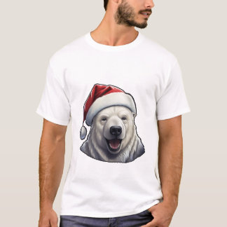 Polarbär mit einer Weihnachtsmannmütze T-Shirt