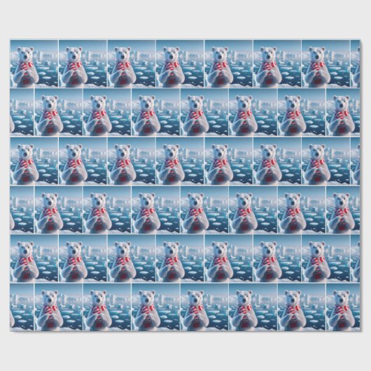 Polarbär mit Herz Geschenkpapier (Flach)