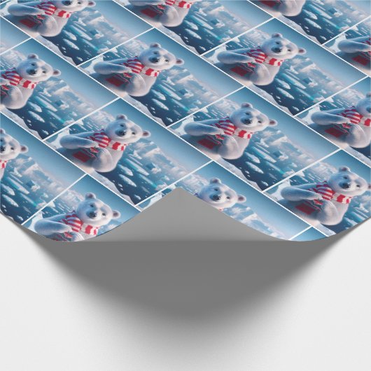 Polarbär mit Herz Geschenkpapier (Ecke)
