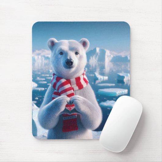 Polarbär mit Herz Mousepad (Mit Mouse)