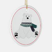 Polarbär mit Karpfen Keramik Ornament (Rechts)