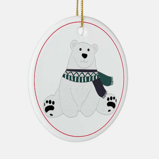 Polarbär mit Karpfen Keramik Ornament (Rechts)