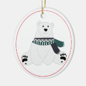 Polarbär mit Karpfen Keramik Ornament (Links)