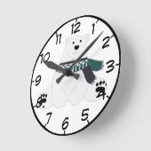 Polarbär mit Karpfen Runde Wanduhr (Winkel)