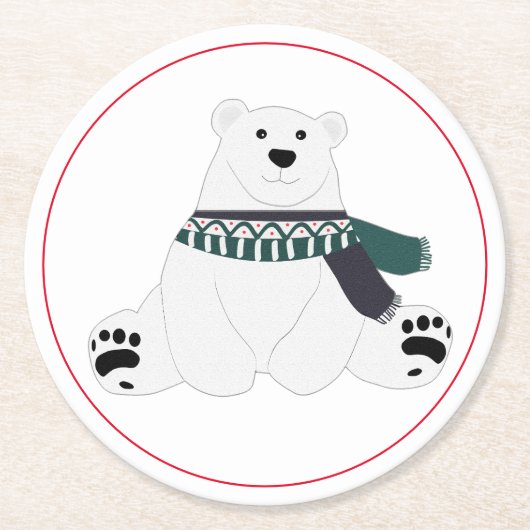 Polarbär mit Karpfen Runder Pappuntersetzer (Vorderseite)