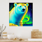 Polarbär mit Nordlichter. Bearbeitbarer Text Poster (Küche)