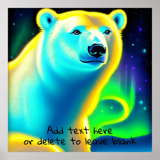 Polarbär mit Nordlichter. Bearbeitbarer Text Poster (Vorne)