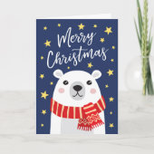 Polarbär mit Schal Frohe Weihnachten Karte (Vorderseite)