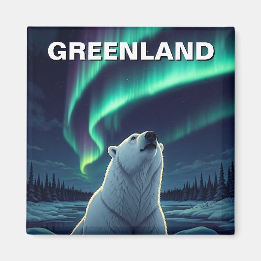 Polarbär Nordlichter Grönland Magnet (Vorne)