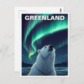 Polarbär Nordlichter Grönland Postkarte (Vorne/Hinten)