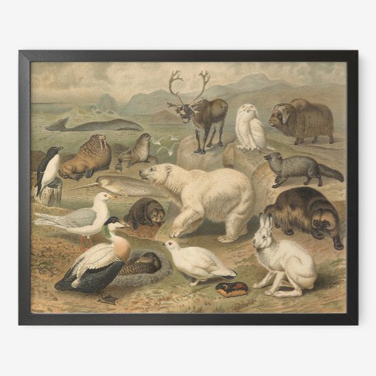 Polarbär und Arktische Tierfreunde Vintag Poster