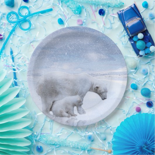 Polarbär und Keule Pappteller (Party)