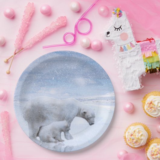 Polarbär und Keule Pappteller (Party)