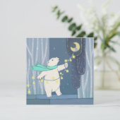 Polarbär und Mond Feiertagskarte (Stehend Vorderseite)