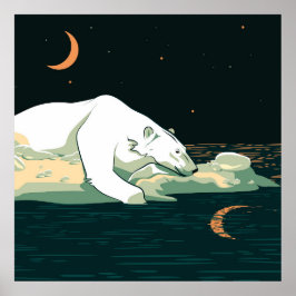 Polarbär und Mond Poster