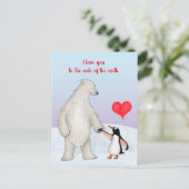 Polarbär und Pinguin "Liebe du" Postkarte (Stehend Vorderseite)