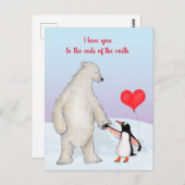 Polarbär und Pinguin "Liebe du" Postkarte (Vorne/Hinten)