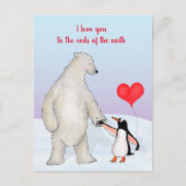 Polarbär und Pinguin "Liebe du" Postkarte (Vorderseite)
